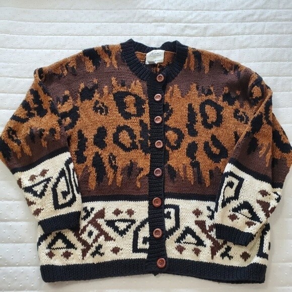 Express Handknitted International Vtg Sweater - Cardigan - Fall Inspired 🍁🎃 - Picture 6 of 9